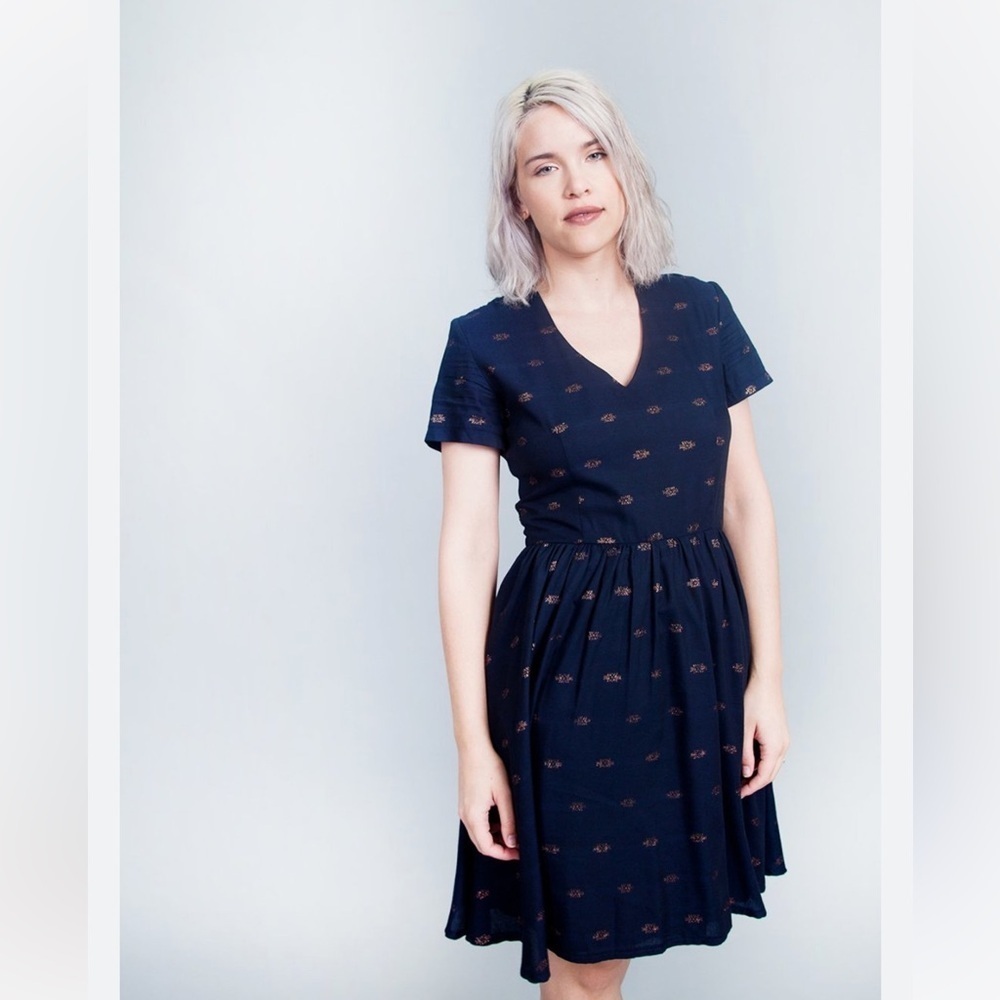 JENNIFER GLASGOW Garmentory Yoko Dress blue short sleeve size small